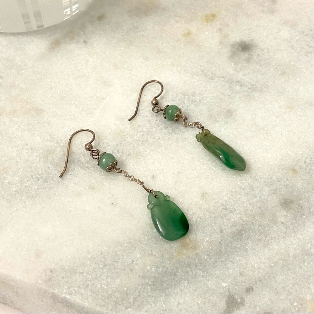 Green Jade Drop Earrings